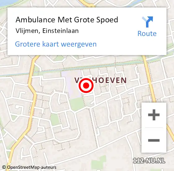 Locatie op kaart van de 112 melding: Ambulance Met Grote Spoed Naar Vlijmen, Einsteinlaan op 11 februari 2016 16:54