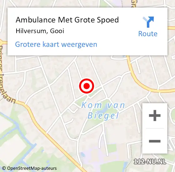 Locatie op kaart van de 112 melding: Ambulance Met Grote Spoed Naar Hilversum, Gooi op 11 februari 2016 17:04