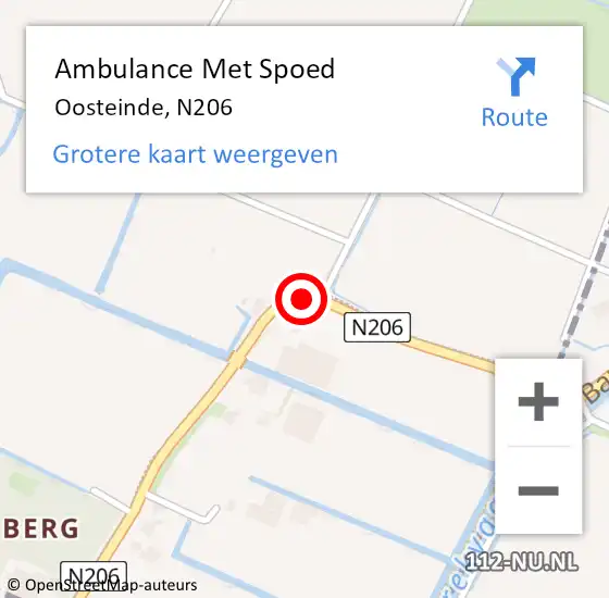 Locatie op kaart van de 112 melding: Ambulance Met Spoed Naar Oosteinde, N206 op 11 februari 2016 17:07