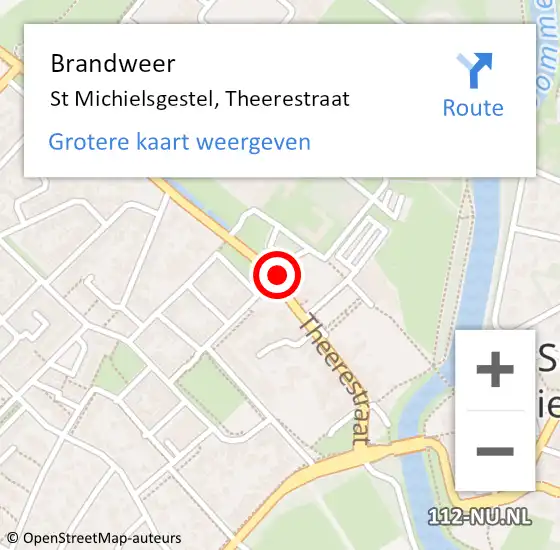 Locatie op kaart van de 112 melding: Brandweer St Michielsgestel, Theerestraat op 5 december 2013 18:51