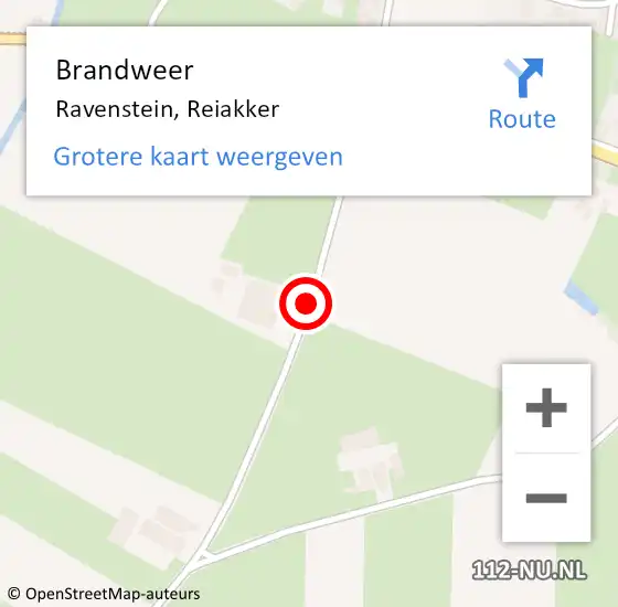 Locatie op kaart van de 112 melding: Brandweer Ravenstein, Reiakker op 5 december 2013 18:52