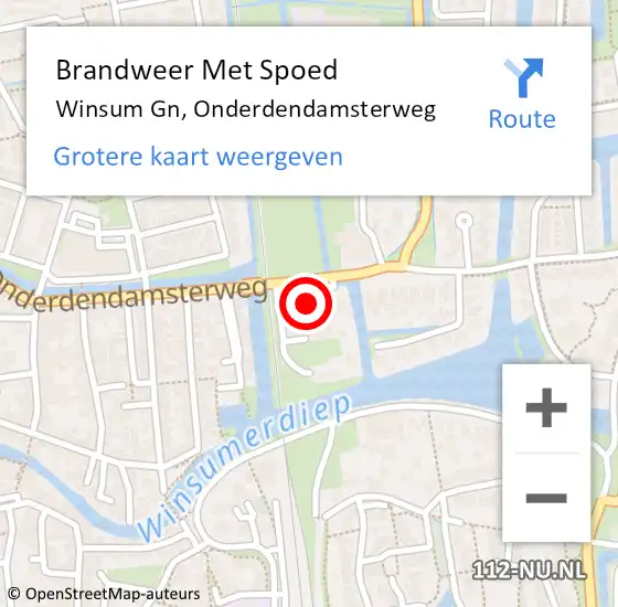 Locatie op kaart van de 112 melding: Brandweer Met Spoed Naar Winsum Gn, Onderdendamsterweg op 5 december 2013 18:52