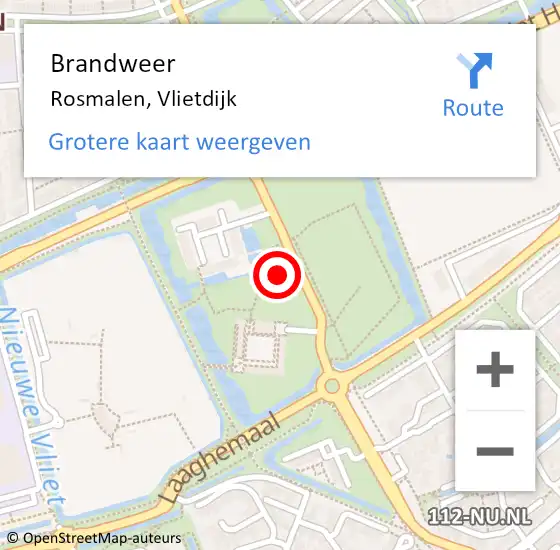 Locatie op kaart van de 112 melding: Brandweer Rosmalen, Vlietdijk op 11 februari 2016 18:47