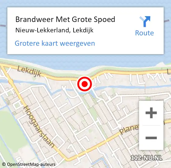 Locatie op kaart van de 112 melding: Brandweer Met Grote Spoed Naar Nieuw-Lekkerland, Lekdijk op 11 februari 2016 19:08