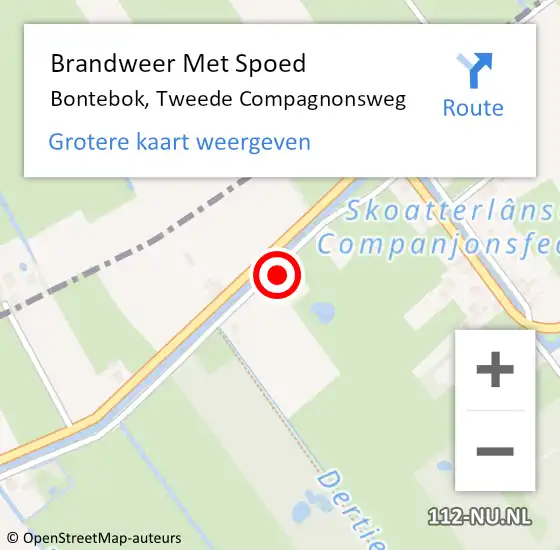 Locatie op kaart van de 112 melding: Brandweer Met Spoed Naar Bontebok, Tweede Compagnonsweg op 5 december 2013 18:54