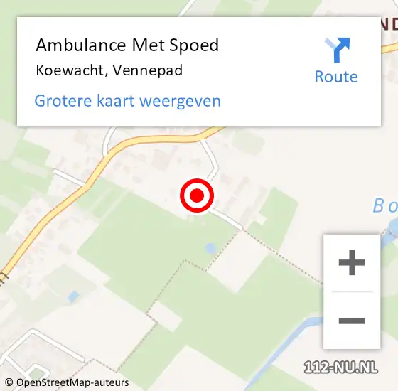 Locatie op kaart van de 112 melding: Ambulance Met Spoed Naar Koewacht, Vennepad op 11 februari 2016 19:17