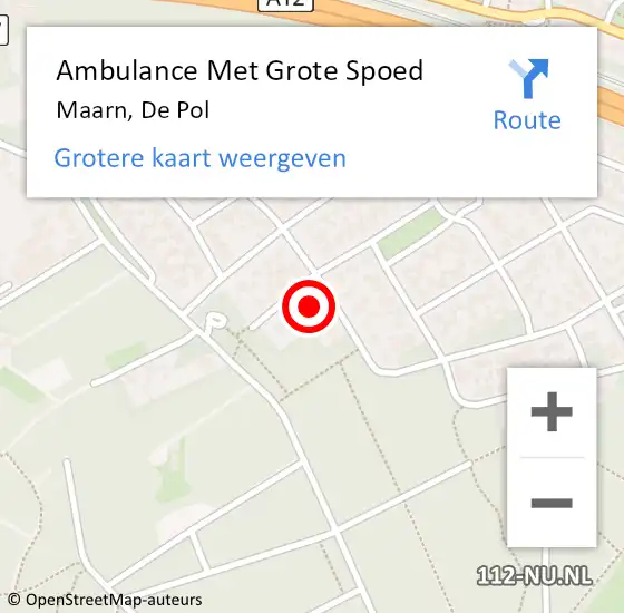 Locatie op kaart van de 112 melding: Ambulance Met Grote Spoed Naar Maarn, De Pol op 11 februari 2016 19:34