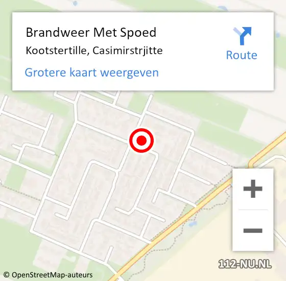 Locatie op kaart van de 112 melding: Brandweer Met Spoed Naar Kootstertille, Casimirstrjitte op 5 december 2013 18:56