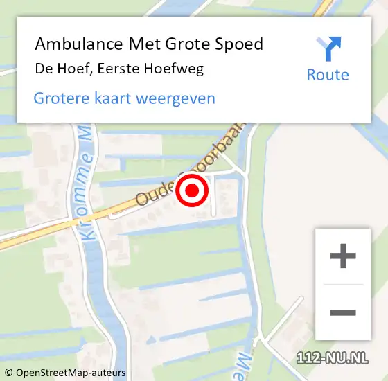 Locatie op kaart van de 112 melding: Ambulance Met Grote Spoed Naar De Hoef, Eerste Hoefweg op 11 februari 2016 19:51