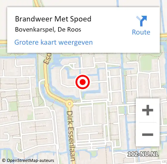 Locatie op kaart van de 112 melding: Brandweer Met Spoed Naar Bovenkarspel, De Roos op 5 december 2013 18:57