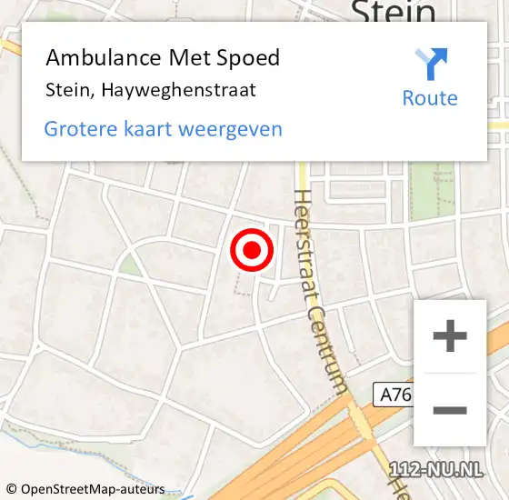 Locatie op kaart van de 112 melding: Ambulance Met Spoed Naar Stein, Hayweghenstraat op 15 september 2013 01:47