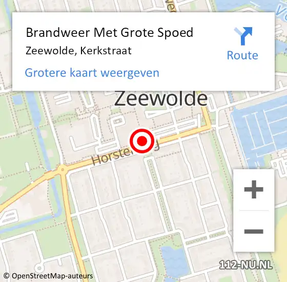 Locatie op kaart van de 112 melding: Brandweer Met Grote Spoed Naar Zeewolde, Kerkstraat op 11 februari 2016 20:14