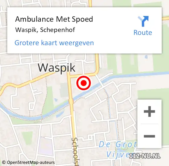 Locatie op kaart van de 112 melding: Ambulance Met Spoed Naar Waspik, Schepenhof op 11 februari 2016 20:36