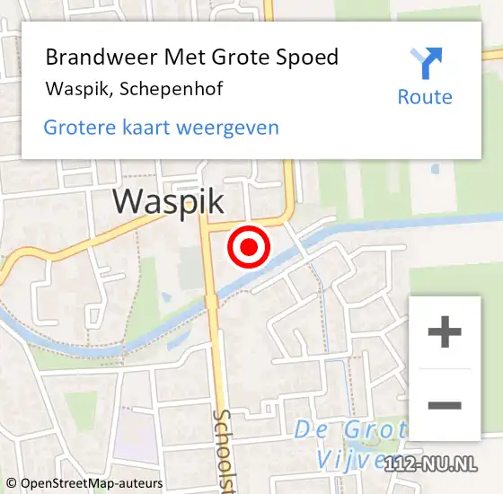 Locatie op kaart van de 112 melding: Brandweer Met Grote Spoed Naar Waspik, Schepenhof op 11 februari 2016 20:56