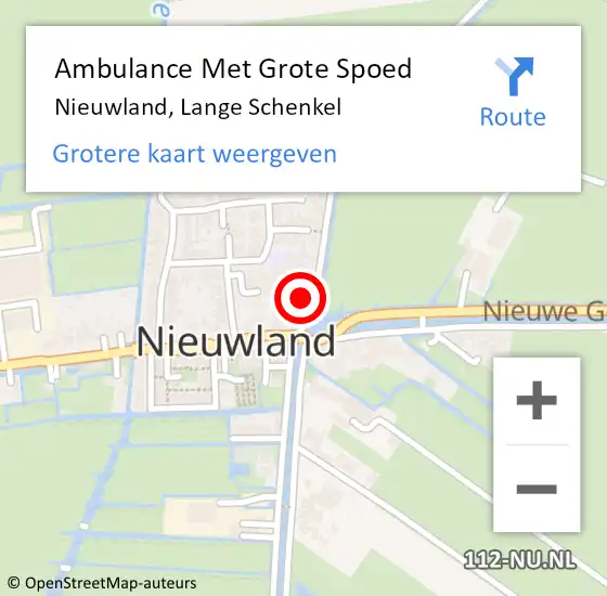 Locatie op kaart van de 112 melding: Ambulance Met Grote Spoed Naar Nieuwland, Lange Schenkel op 11 februari 2016 21:38