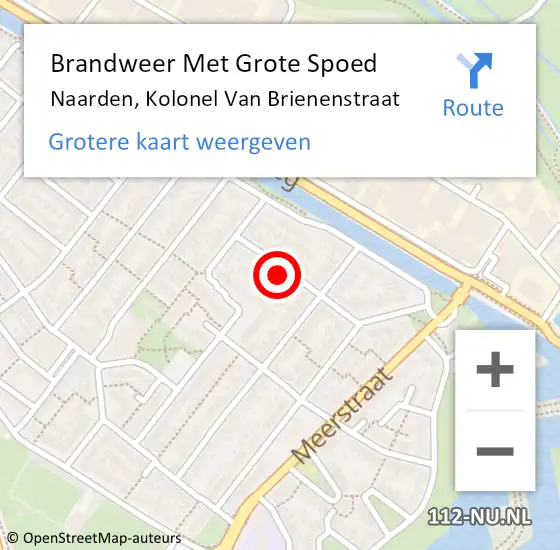 Locatie op kaart van de 112 melding: Brandweer Met Grote Spoed Naar Naarden, Kolonel Van Brienenstraat op 11 februari 2016 21:46