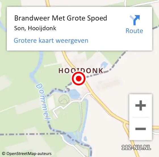 Locatie op kaart van de 112 melding: Brandweer Met Grote Spoed Naar Son, Hooijdonk op 11 februari 2016 22:00