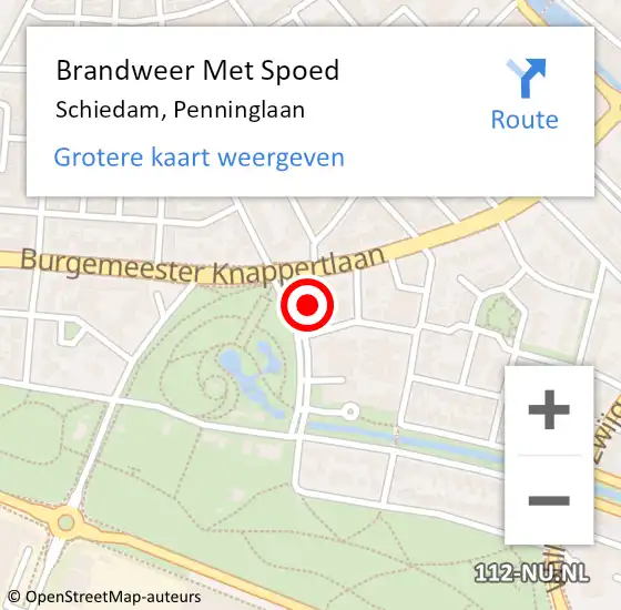 Locatie op kaart van de 112 melding: Brandweer Met Spoed Naar Schiedam, Penninglaan op 5 december 2013 19:02