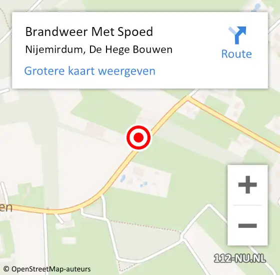 Locatie op kaart van de 112 melding: Brandweer Met Spoed Naar Nijemirdum, De Hege Bouwen op 5 december 2013 19:02