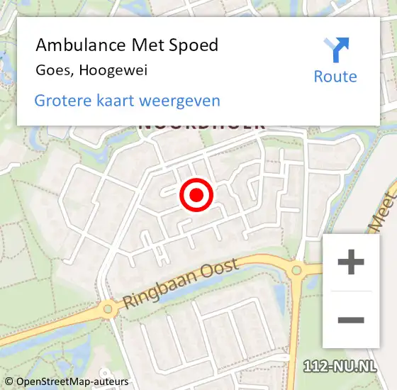 Locatie op kaart van de 112 melding: Ambulance Met Spoed Naar Goes, Hoogewei op 12 februari 2016 00:29