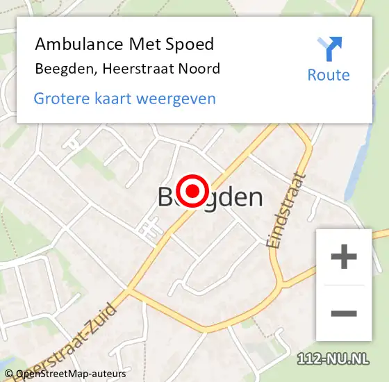 Locatie op kaart van de 112 melding: Ambulance Met Spoed Naar Beegden, Heerstraat Noord op 12 februari 2016 03:33