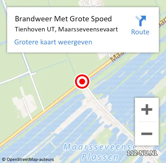 Locatie op kaart van de 112 melding: Brandweer Met Grote Spoed Naar Tienhoven UT, Maarsseveensevaart op 5 december 2013 19:07