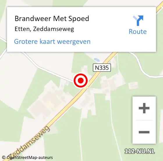 Locatie op kaart van de 112 melding: Brandweer Met Spoed Naar Etten, Zeddamseweg op 5 december 2013 19:07