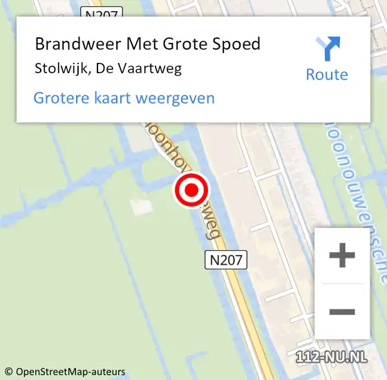 Locatie op kaart van de 112 melding: Brandweer Met Grote Spoed Naar Stolwijk, De Vaartweg op 12 februari 2016 09:01