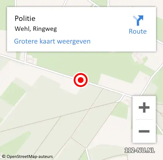 Locatie op kaart van de 112 melding: Politie Wehl, Ringweg op 5 december 2013 19:13