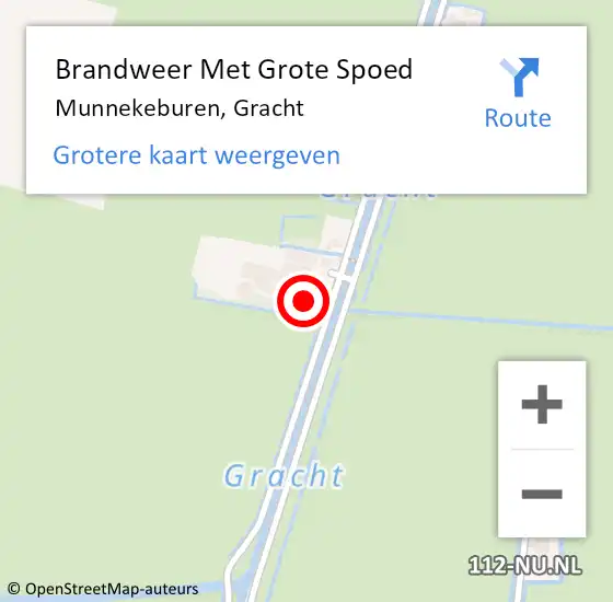 Locatie op kaart van de 112 melding: Brandweer Met Grote Spoed Naar Munnekeburen, Gracht op 12 februari 2016 09:31