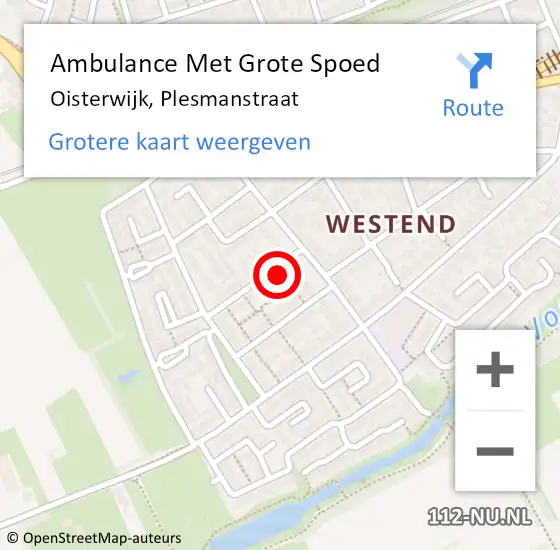 Locatie op kaart van de 112 melding: Ambulance Met Grote Spoed Naar Oisterwijk, Plesmanstraat op 12 februari 2016 09:43