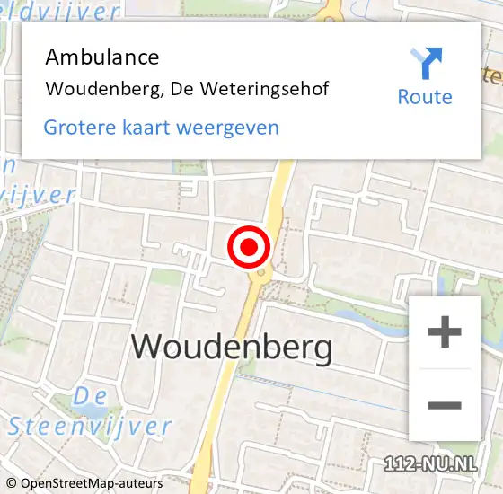 Locatie op kaart van de 112 melding: Ambulance Woudenberg, De Weteringsehof op 12 februari 2016 09:45