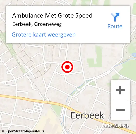 Locatie op kaart van de 112 melding: Ambulance Met Grote Spoed Naar Eerbeek, Groeneweg op 12 februari 2016 09:49