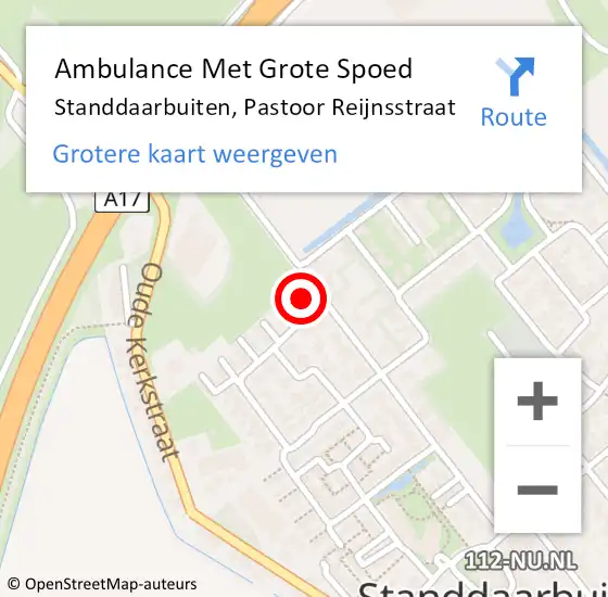 Locatie op kaart van de 112 melding: Ambulance Met Grote Spoed Naar Standdaarbuiten, Pastoor Reijnsstraat op 12 februari 2016 10:25