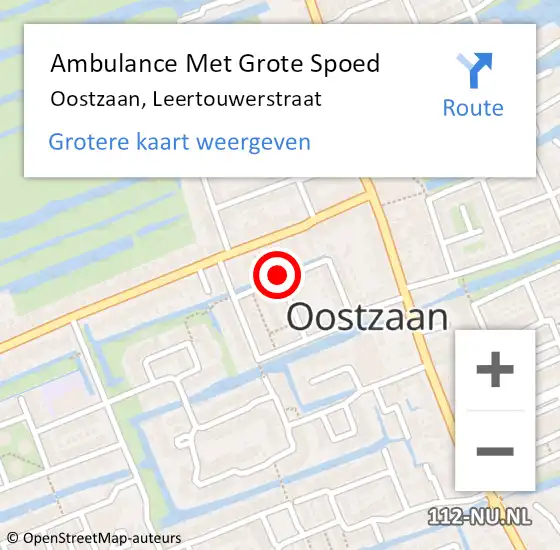 Locatie op kaart van de 112 melding: Ambulance Met Grote Spoed Naar Oostzaan, Leertouwerstraat op 12 februari 2016 11:14