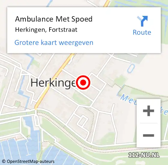 Locatie op kaart van de 112 melding: Ambulance Met Spoed Naar Herkingen, Fortstraat op 12 februari 2016 11:17