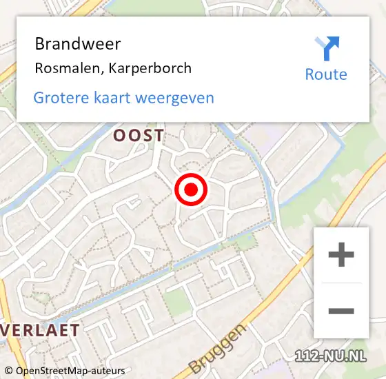 Locatie op kaart van de 112 melding: Brandweer Rosmalen, Karperborch op 12 februari 2016 11:32