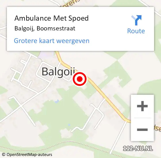 Locatie op kaart van de 112 melding: Ambulance Met Spoed Naar Balgoij, Boomsestraat op 12 februari 2016 11:35