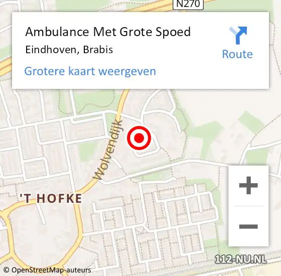 Locatie op kaart van de 112 melding: Ambulance Met Grote Spoed Naar Eindhoven, Brabis op 12 februari 2016 12:36