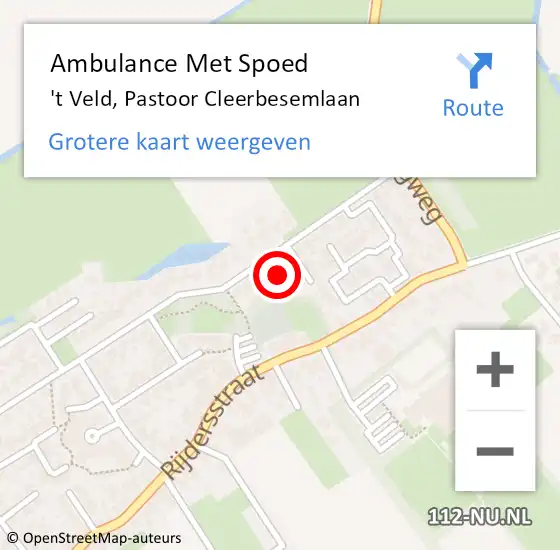 Locatie op kaart van de 112 melding: Ambulance Met Spoed Naar 't Veld, Pastoor Cleerbesemlaan op 12 februari 2016 13:00