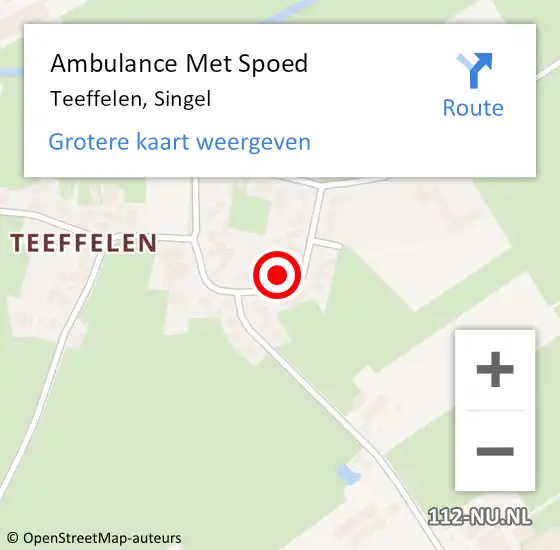 Locatie op kaart van de 112 melding: Ambulance Met Spoed Naar Teeffelen, Singel op 12 februari 2016 13:42