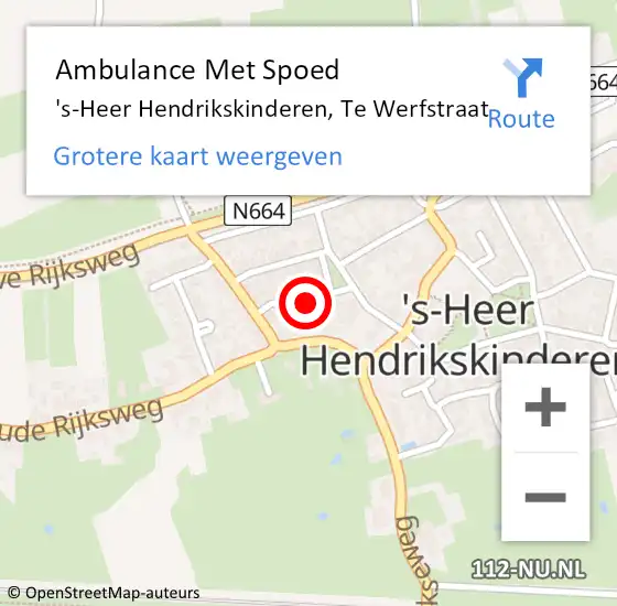 Locatie op kaart van de 112 melding: Ambulance Met Spoed Naar 's-Heer Hendrikskinderen, Te Werfstraat op 12 februari 2016 14:08