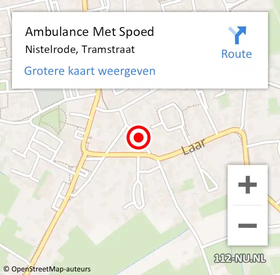 Locatie op kaart van de 112 melding: Ambulance Met Spoed Naar Nistelrode, Tramstraat op 12 februari 2016 14:33