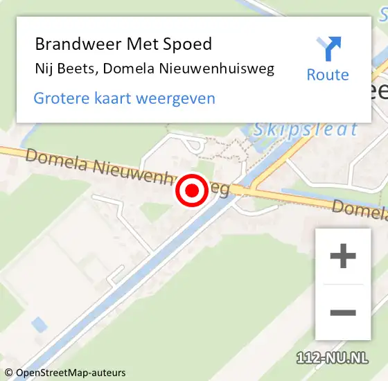 Locatie op kaart van de 112 melding: Brandweer Met Spoed Naar Nij Beets, Domela Nieuwenhuisweg op 5 december 2013 19:38