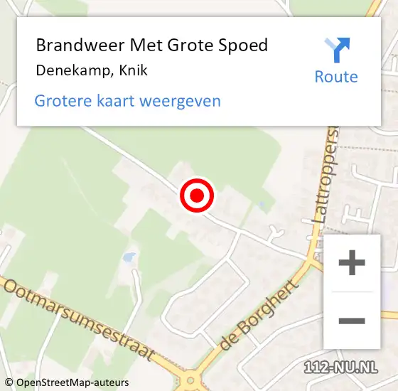 Locatie op kaart van de 112 melding: Brandweer Met Grote Spoed Naar Denekamp, Knik op 12 februari 2016 15:16