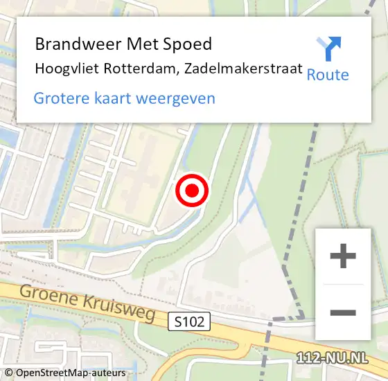 Locatie op kaart van de 112 melding: Brandweer Met Spoed Naar Hoogvliet Rotterdam, Zadelmakerstraat op 12 februari 2016 15:39