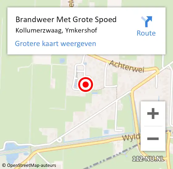 Locatie op kaart van de 112 melding: Brandweer Met Grote Spoed Naar Kollumerzwaag, Ymkershof op 12 februari 2016 15:40