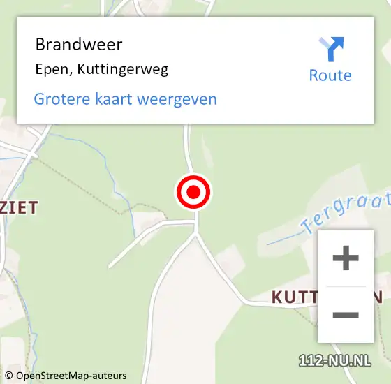 Locatie op kaart van de 112 melding: Brandweer Epen, Kuttingerweg op 5 december 2013 19:42