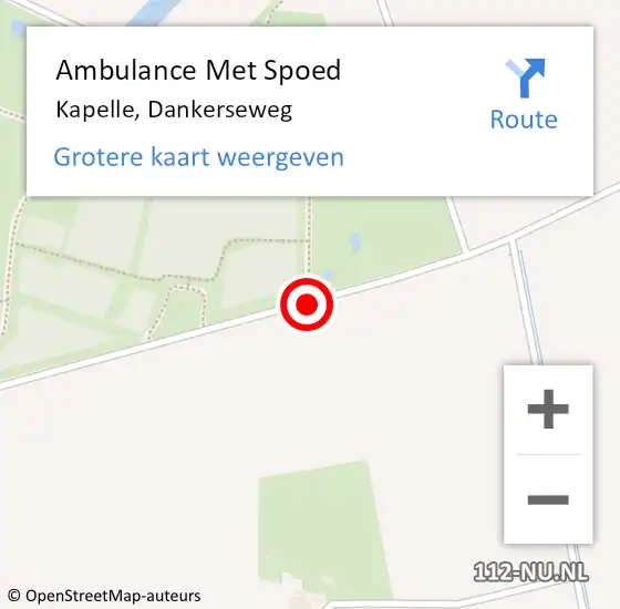 Locatie op kaart van de 112 melding: Ambulance Met Spoed Naar Kapelle, Dankerseweg op 12 februari 2016 16:09