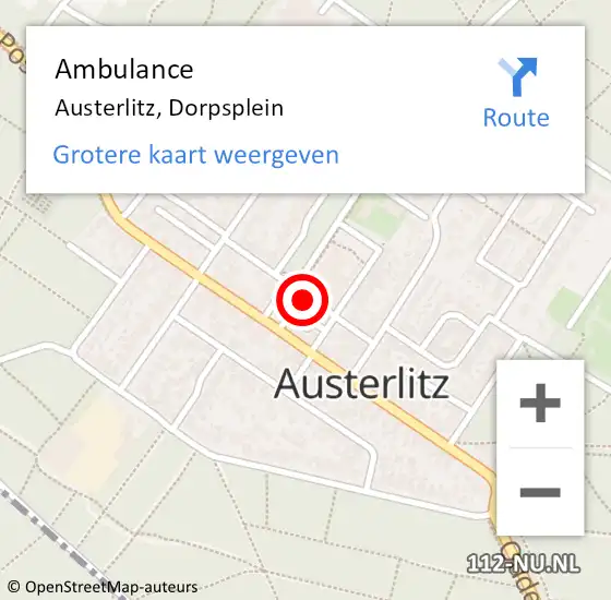 Locatie op kaart van de 112 melding: Ambulance Austerlitz, Dorpsplein op 5 december 2013 19:45